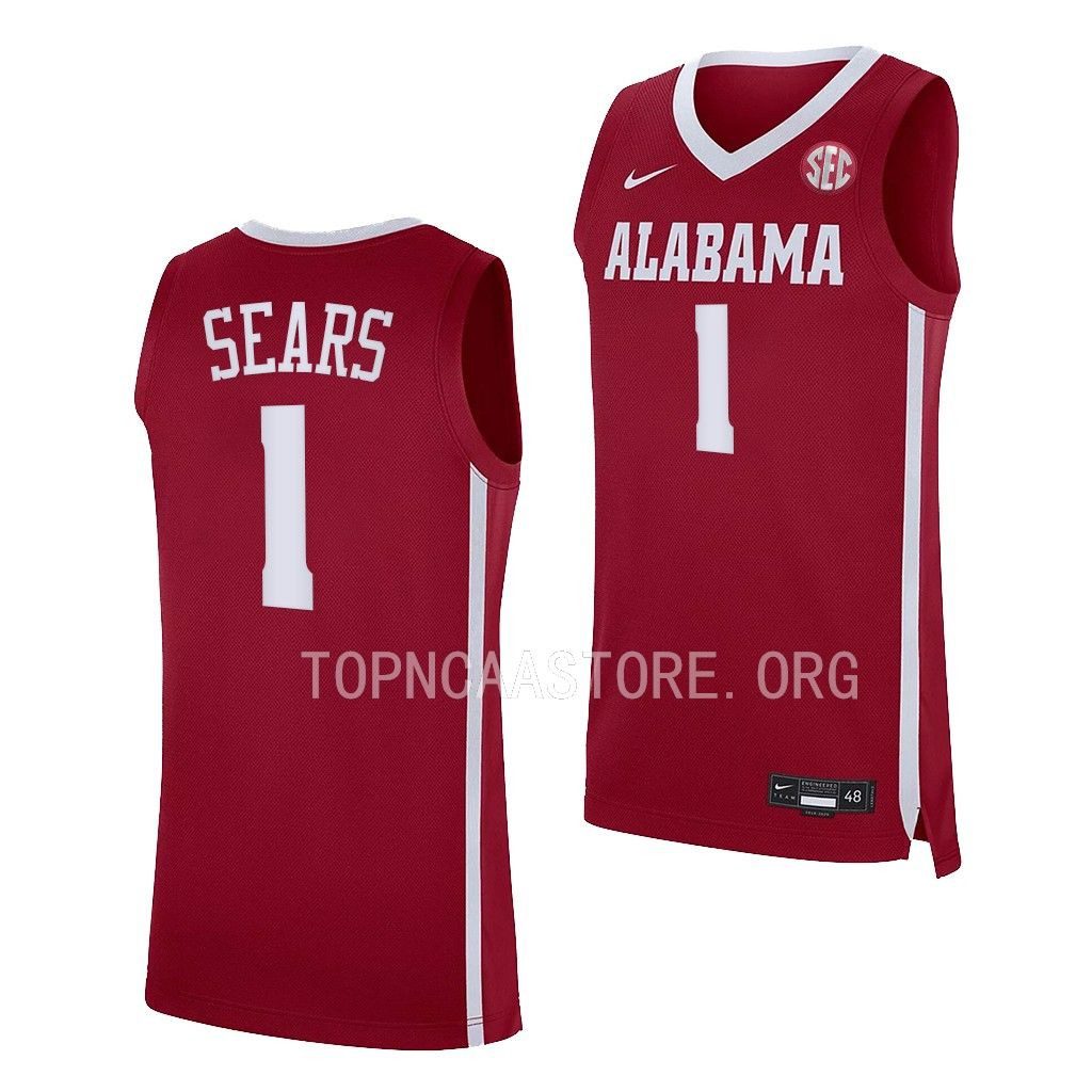 Men's Alabama Crimson Tide Mark Sears #1 Replica Crimson NCAA College Basketball Jersey
